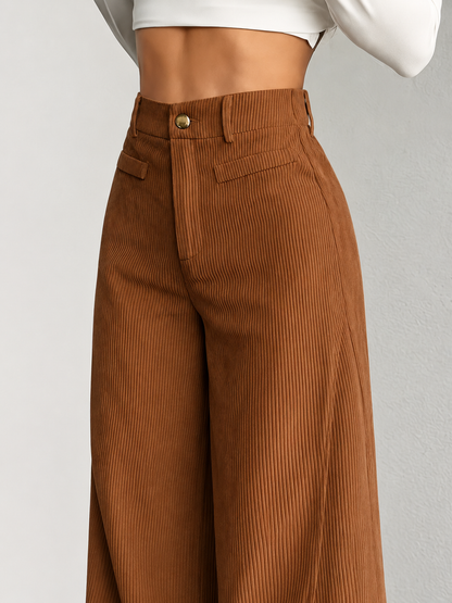 🤎Pantalón palazzo Wyra - Corduroy premium, stretch y caída espectacular✨